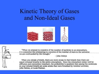Kinetic Theory of Gases and Non-Ideal Gases 