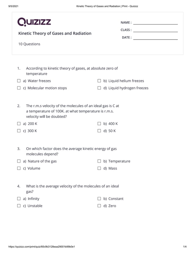 CLASS XII PHYSICS Chapter 3 theory of gases and radiation