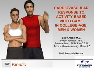 2006 Research Results Biray Alsac, M.S ., Lyndsi Johnson, M.S., Pamela Swan, Ph.D, F.A.C.S.M. Arizona State University , Mesa, AZ CARDIOVASCULAR RESPONSE TO ACTIVITY-BASED VIDEO GAME IN COLLEGE-AGE  MEN & WOMEN Kinetic 