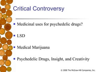 Critical Controversy Medicinal uses for psychedelic drugs? LSD Medical Marijuana Psychedelic Drugs, Insight, and Creativity 
