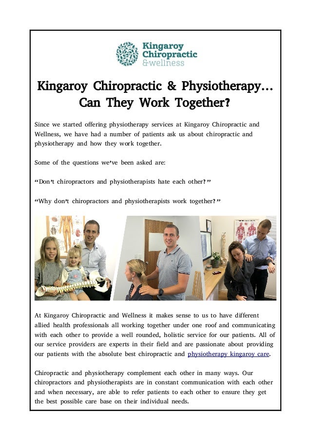 Kingaroy Chiropractic & Physiotherapy… Can They Work Together?