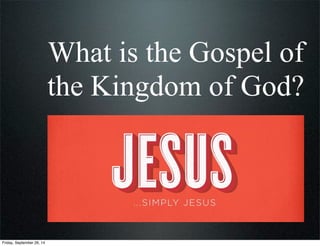 The Kingdom (def.)
The reign of a loving God
whose Kingdom
governance of the royal law
of love is now available for
His so...