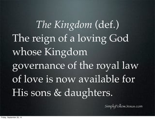 In review…
There is a Kingdom...
By Jesus!
This is the Kingdom...
Of Jesus!
This is how I enter the Kingdom...
In Jesus!
S...