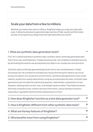 Kingfisher – The Synthetic Data Generator by Onix | PDF