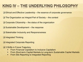 King Iv Code KING IV Report On Corporate Governance In South Africa Part I | PPTX
