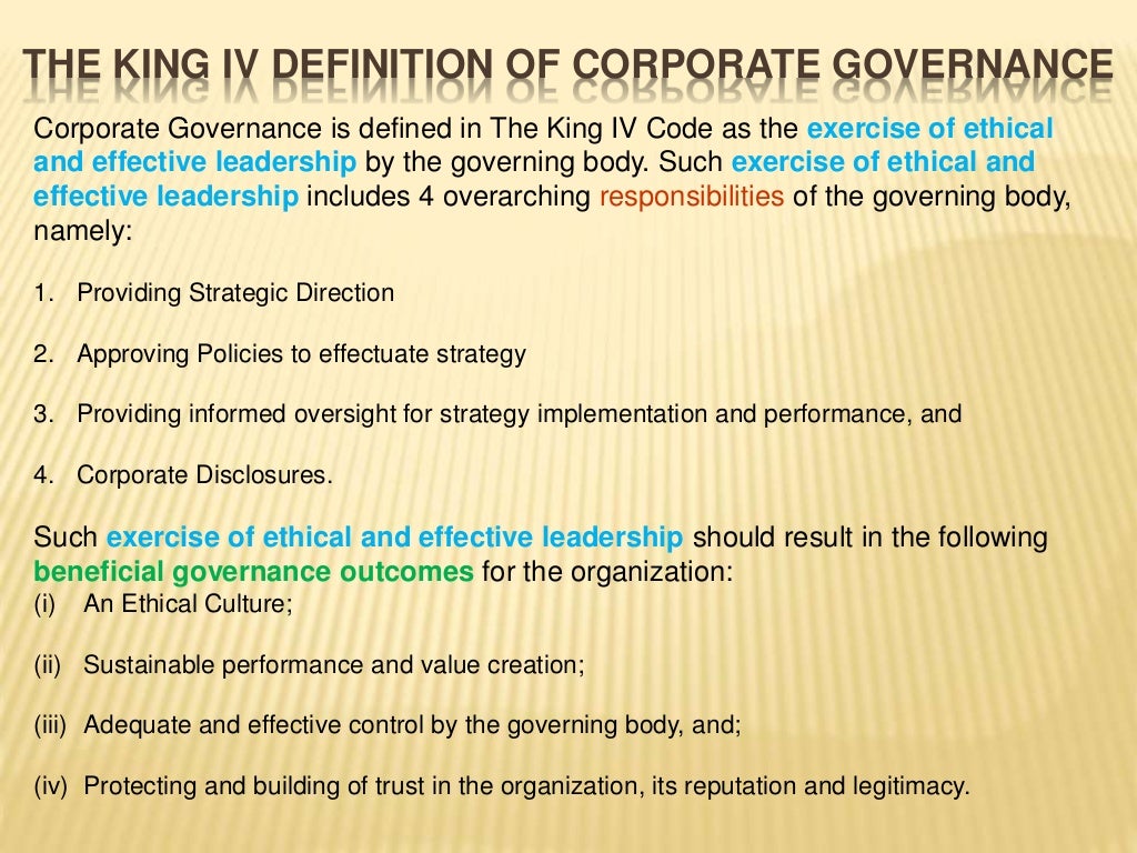 KING IV Report On Corporate Governance In South Africa Part I