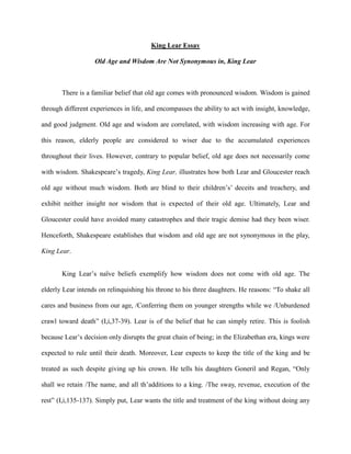 Реферат: King Lear Essay Research Paper Happy Ending