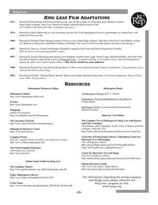 King Lear Learning Guide | PDF