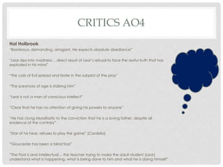 King Lear Quotes AO2, AO3 & AO4- A2 EXAM | PPTX