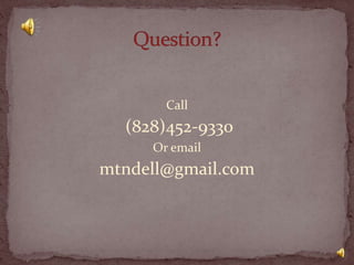 Call

(828)452-9330
Or email

mtndell@gmail.com

 