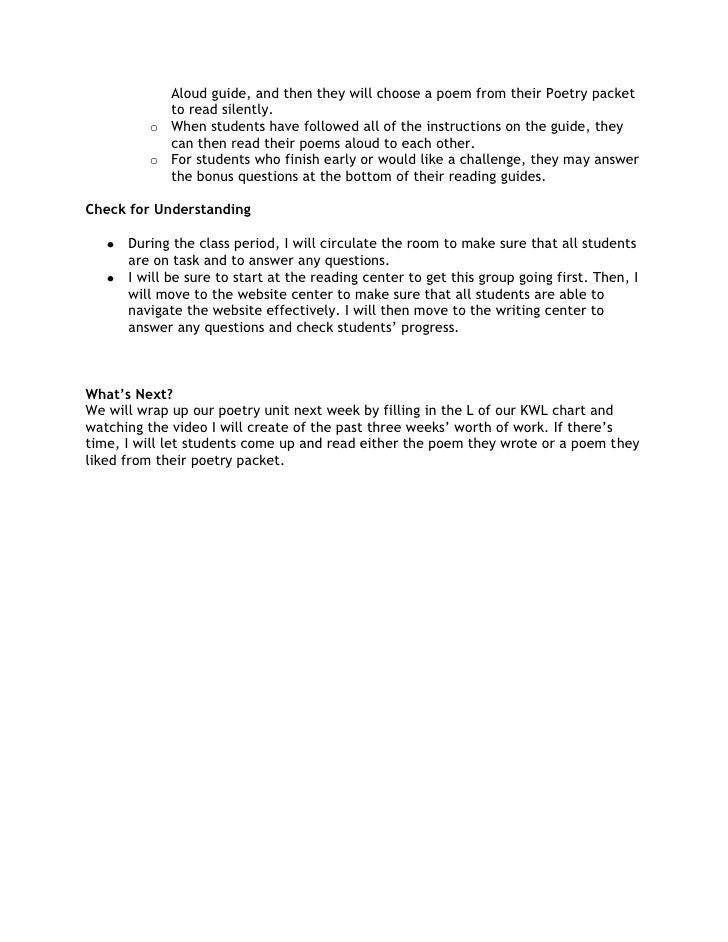 Poetry Centers Lesson Plan