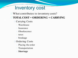 Inventory cost
 