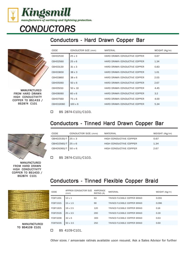 Kingsmill Tinned Hard Drawn Copper Bar