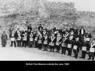 British Free Masons outside the cave, 1898 