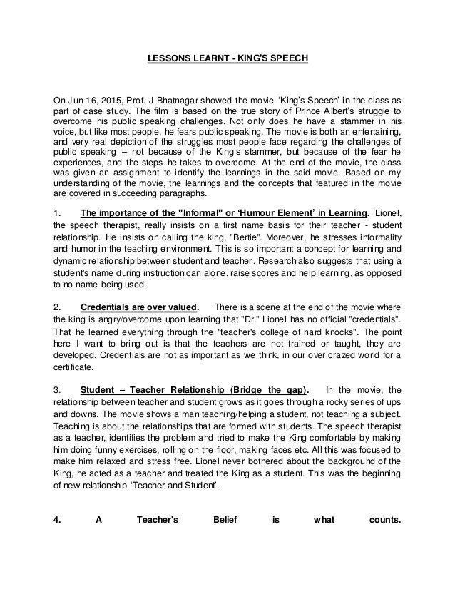 Analysis Of Kings Speech Movie By Lt Cdr Vivek Mdi