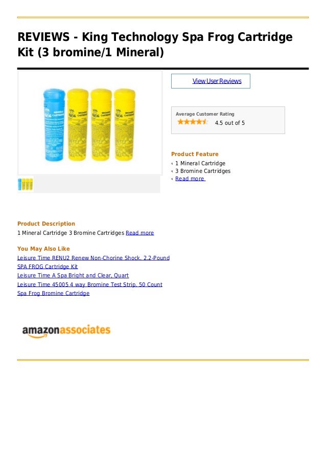 King technology spa frog cartridge kit (3 bromine 1 mineral)