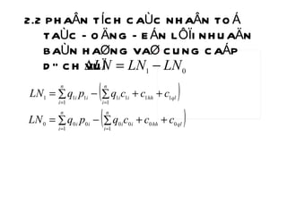 2.2 PHAÂN TÍCH CAÙC NHAÂN TOÁ TAÙC ÑOÄNG ÑEÁN LÔÏI NHUAÄN BAÙN HAØNG VAØ CUNG CAÁP DÒCH VUÏ 