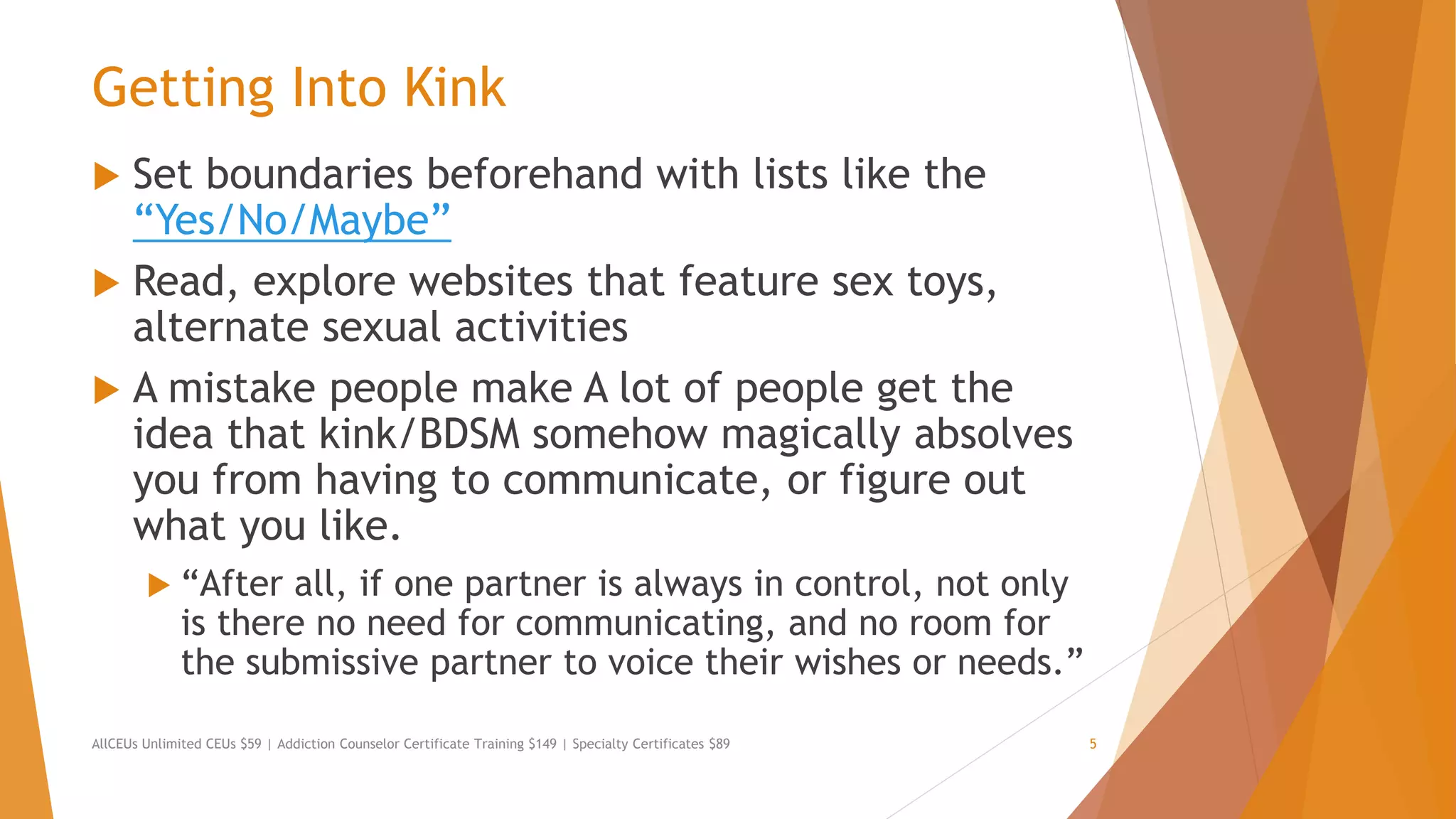 Kink Overview for Therapists and Social Workers | PPTX