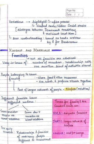 History chapter 3-Kinship, caste and class | PDF