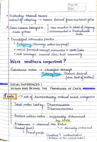 History chapter 3-Kinship, caste and class | PDF