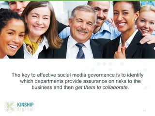 The key to effective social media governance is to identify
   which departments provide assurance on risks to the
       ...