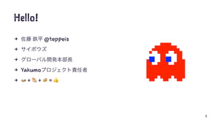 Hello!
4 @teppeis
4
4
4 Yakumo
4
!
+
"
+
#
=
$
2
 