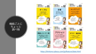 機能ごとに
ちょっと
調べ物
https://kintone.cybozu.com/jp/feature/date.html
 