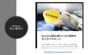 kintone
初心者向け
http://blog.cvc-lab.com/archives/523
 
