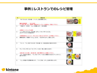 事例①レストランでのレシピ管理
 