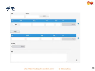 URL: https://cybozudev.zendesk.com/ © 2016 Cybozu 20
デモ
 