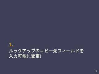 ルックアップのコピー先フィールドを
入力可能に変更!
1.
9
 