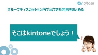 グループディスカッション内で出てきた発言をまとめる
そこはkintoneでしょう！
 