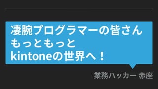"業務ハッカー"流 kintoneカスタマイズ (kintone hack 2017大阪 赤座久樹 テイルスガーデン)