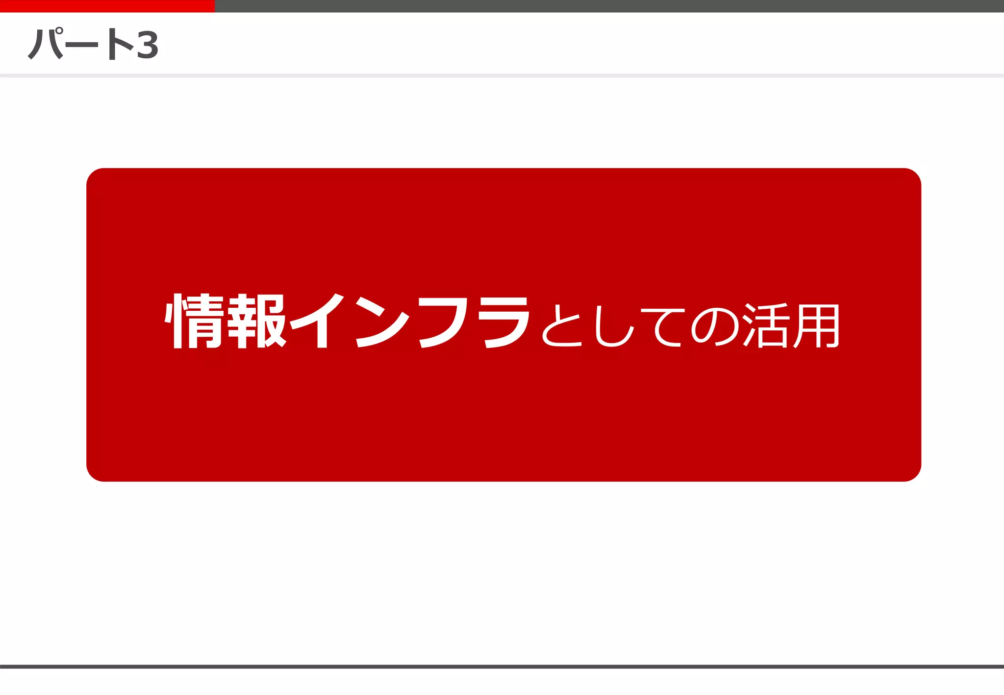 パート3
情報インフラとしての活用
 
