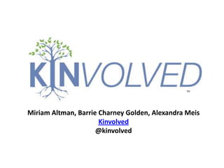 TM




Miriam Altman, Barrie Charney Golden, Alexandra Meis
                      Kinvolved
                     @kinvolved
 