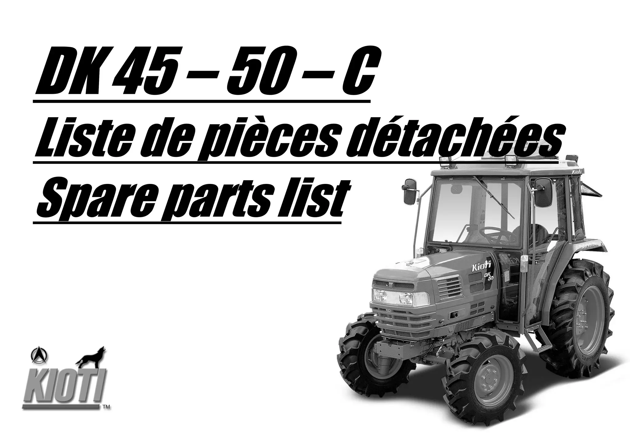Kioti daedong dk50 c tractor parts catalogue manual | PDF