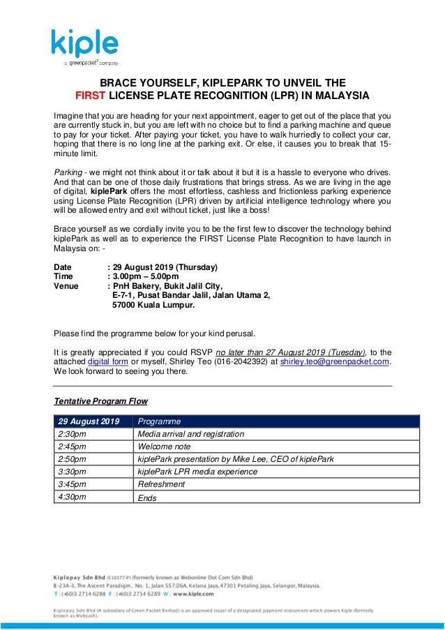 Kiplepark Lpr Media Invite
