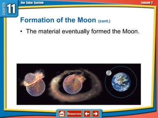 Formation of the Moon (cont.)
• The material eventually formed the Moon.
11.2 The Sun-Earth-Moon System
 