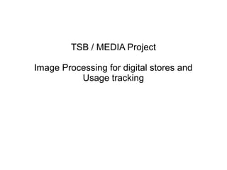 TSB / MEDIA Project

Image Processing for digital stores and
          Usage tracking
 