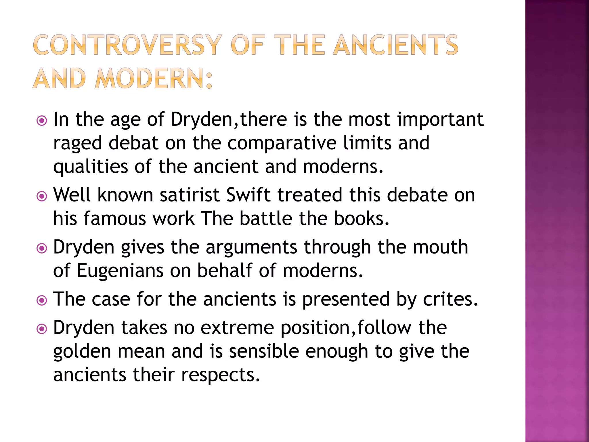 PAPER-3 DRYDEN'S CONCEPT OF ANCIENT VS MODERN | PPTX
