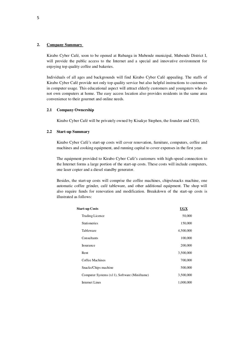 cyber cafe business plan pdf kenya