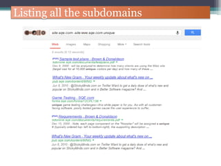 Listing all the subdomains
 