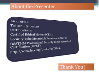About the Presenter
Thank You!
 