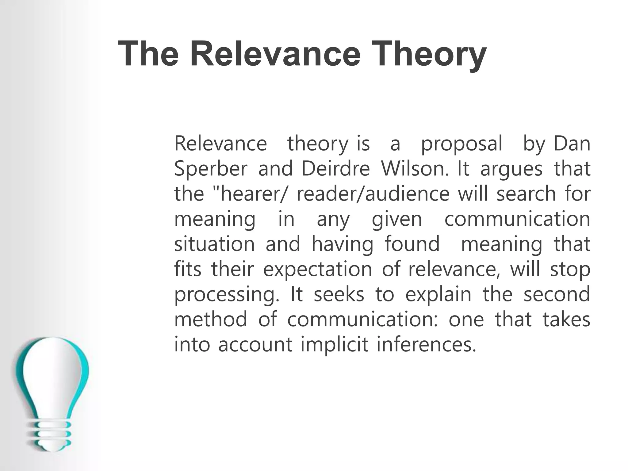 the relevance theory- pragmatics | PPTX