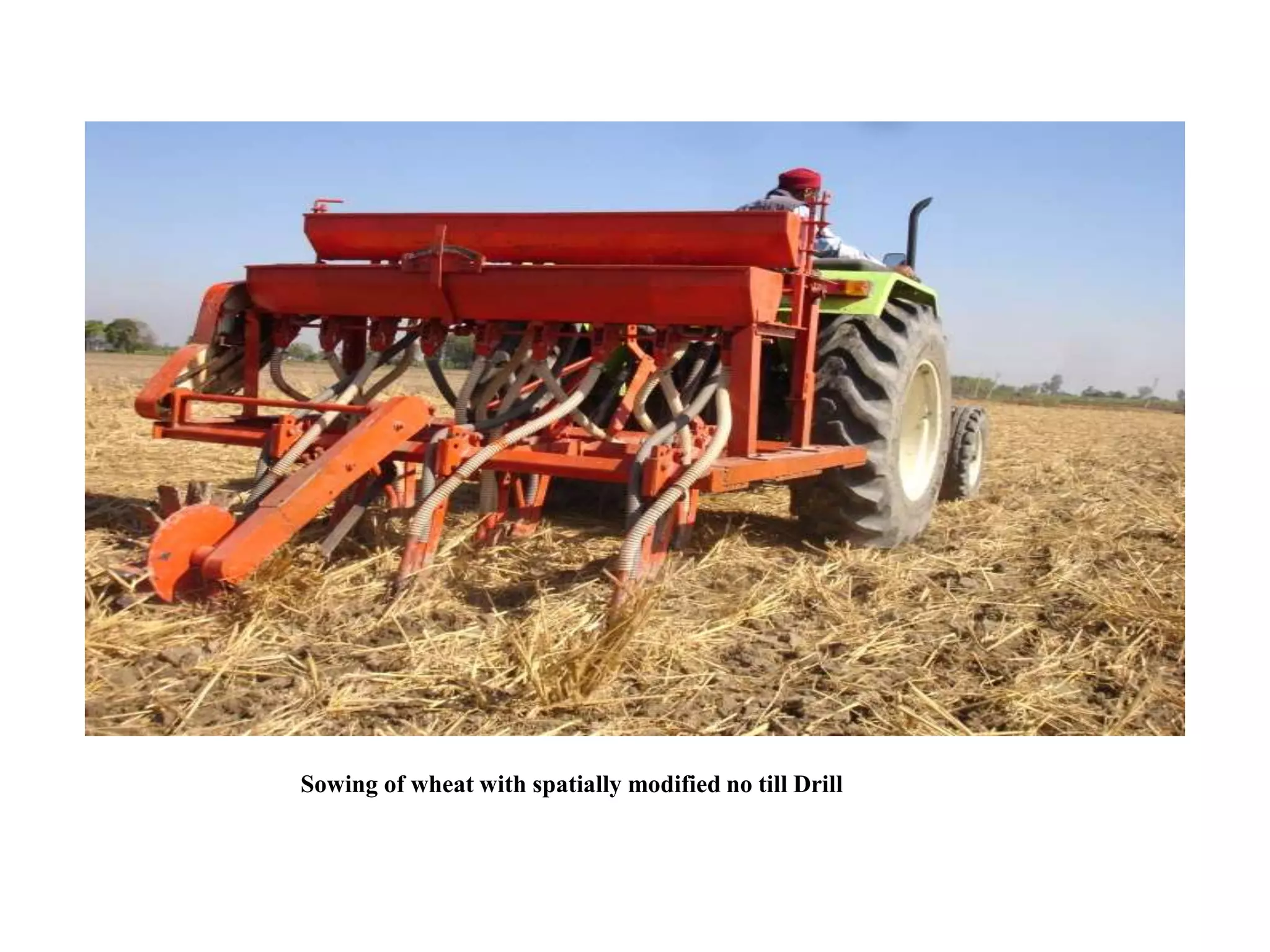 Sowing of wheat with spatially modified no till Drill
 
