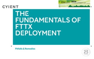 THE
FUNDAMENTALS OF
FTTx
DEPLOYMENT
Pitfalls & Remedies
 
