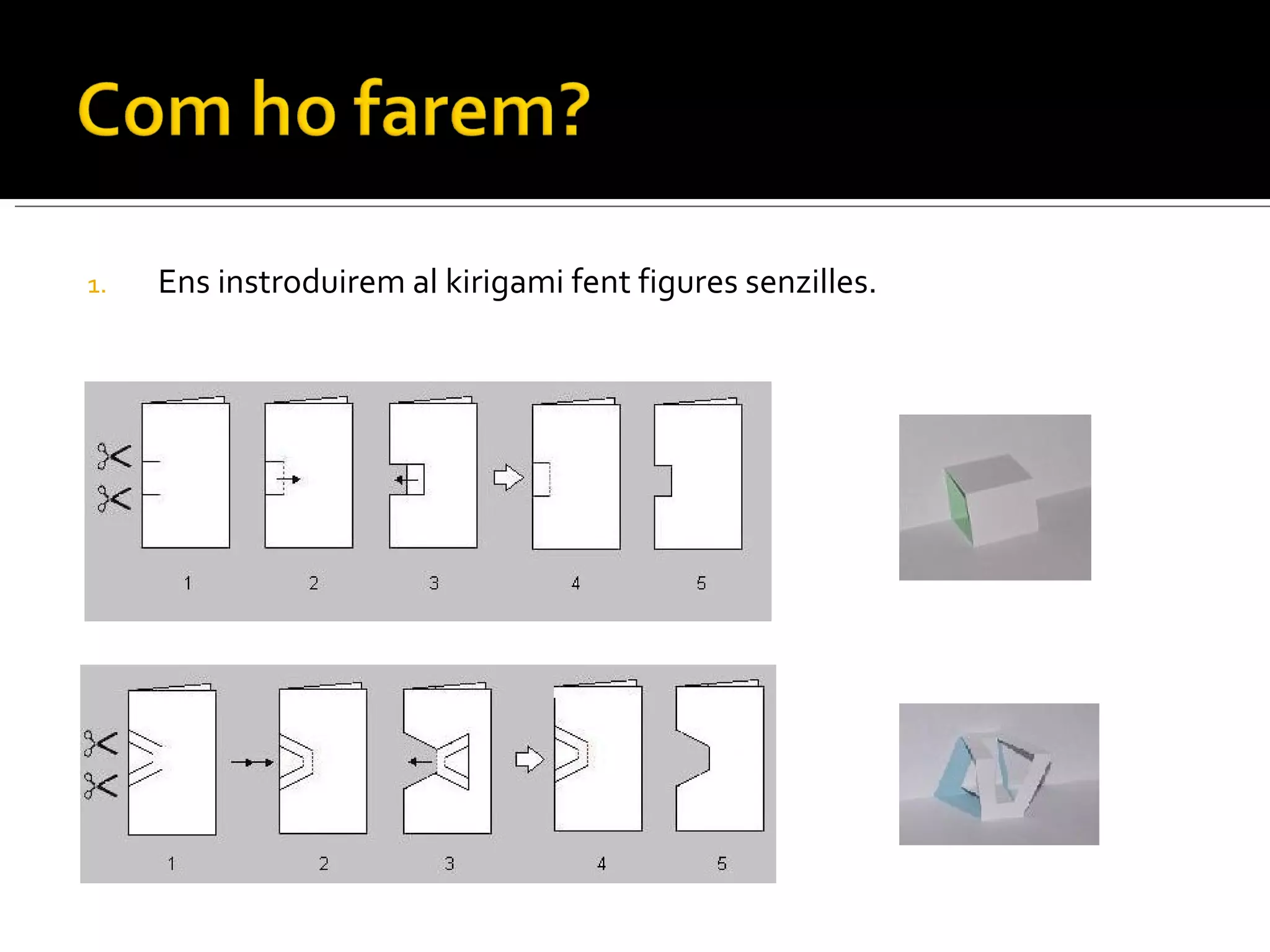 Ens instroduirem al kirigami fent figures senzilles. 
