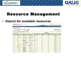 Resource Management Search for available resources 