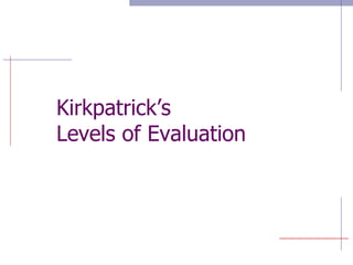 Kirkpatrick’s  Levels of Evaluation 