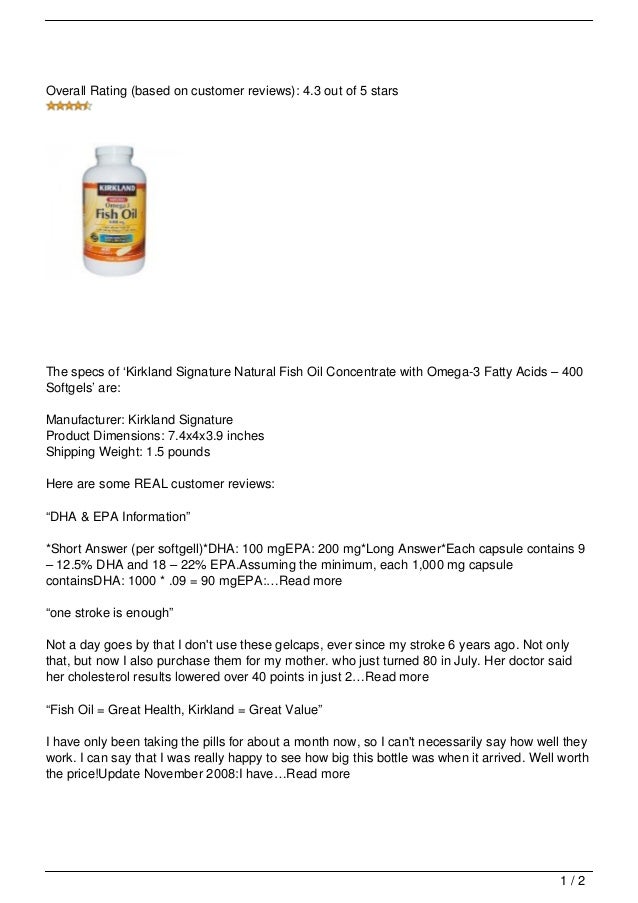 Kirkland Signature Natural Fish Oil Concentrate with Omega3 Fatty Ac…